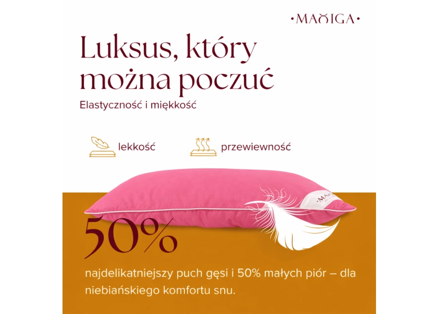 2X PODUSZKA PÓŁPUCHOWA 70x80 4KG RÓŻ ANTYALERGICZNA MIĘKKA 100% BAWEŁNA